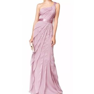 Adrianna papell draped one shoulder flutter gown